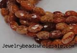 CAG598 15.5 inches 8*12mm faceted rice natural fire agate beads