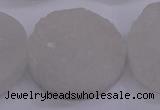 CAG5983 15.5 inches 30mm coin white agate gemstone beads