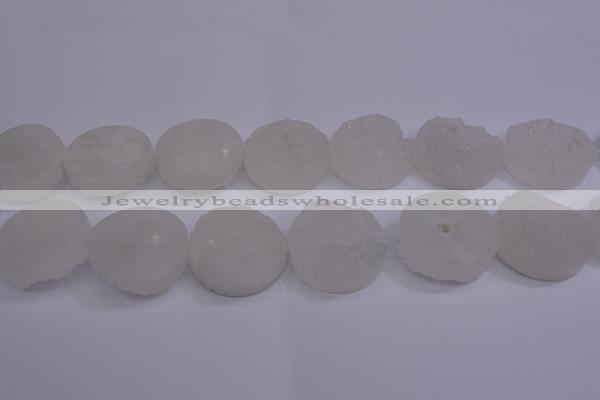 CAG5983 15.5 inches 30mm coin white agate gemstone beads