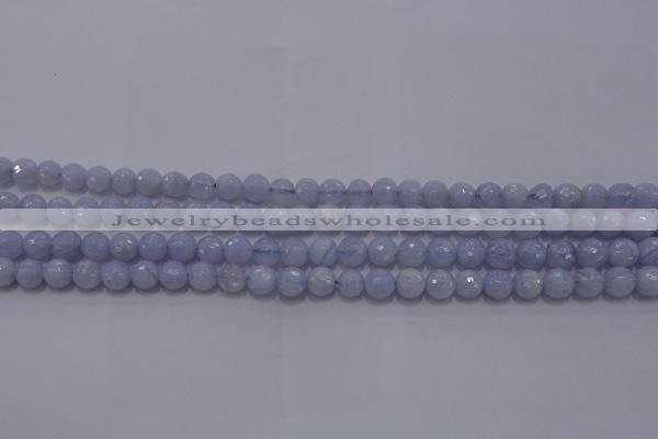 CAG5996 15.5 inches 6mm faceted round blue lace agate beads