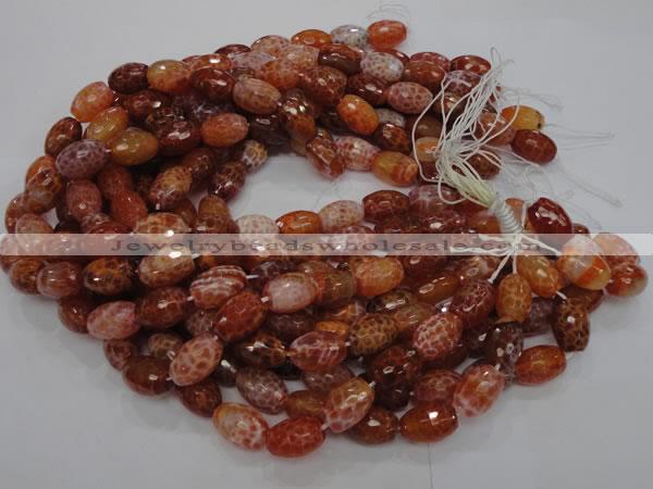 CAG600 15.5 inches 12*16mm faceted rice natural fire agate beads