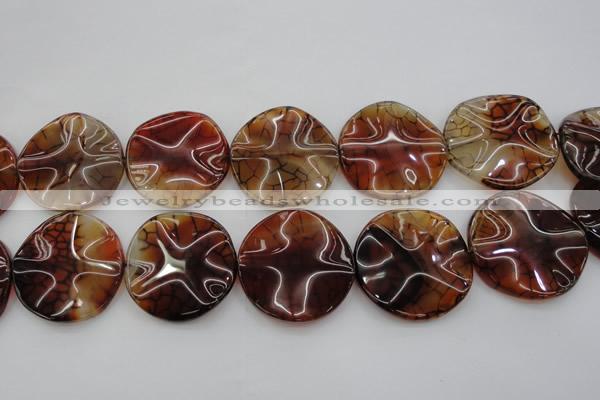 CAG6057 15.5 inches 40mm wavy coin dragon veins agate beads