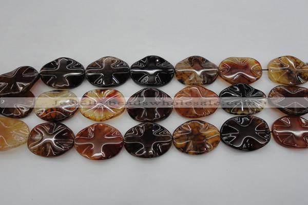 CAG6060 15.5 inches 18*25mm wavy oval dragon veins agate beads