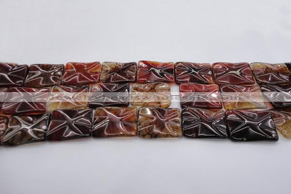 CAG6065 15.5 inches 18*25mm wavy rectangle dragon veins agate beads