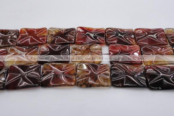 CAG6067 15.5 inches 30*40mm wavy rectangle dragon veins agate beads