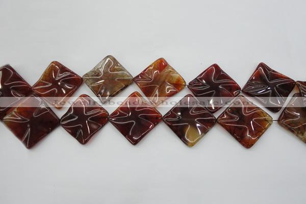 CAG6070 15.5 inches 20mm wavy diamond dragon veins agate beads