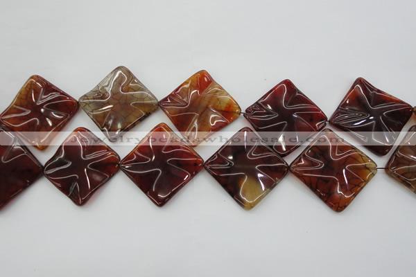 CAG6071 15.5 inches 30mm wavy diamond dragon veins agate beads