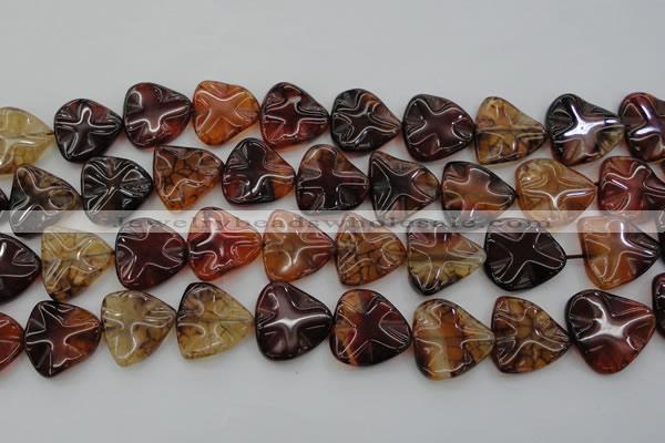 CAG6075 15.5 inches 20mm wavy triangle dragon veins agate beads