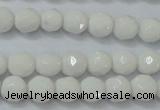 CAG6100 15.5 inches 4mm faceted round white agate gemstone beads