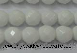 CAG6101 15.5 inches 6mm faceted round white agate gemstone beads