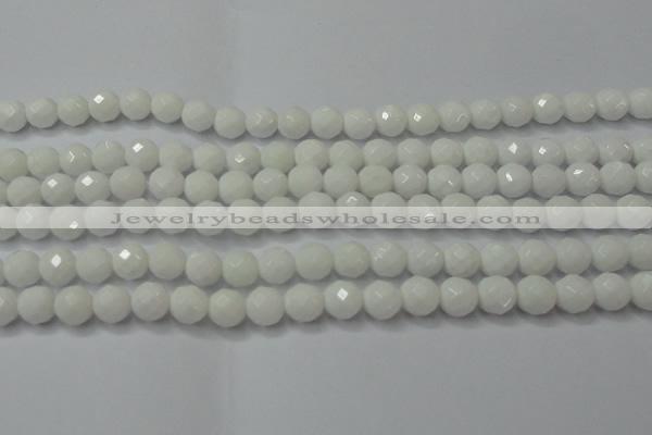 CAG6101 15.5 inches 6mm faceted round white agate gemstone beads