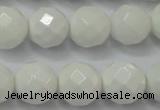 CAG6102 15.5 inches 8mm faceted round white agate gemstone beads