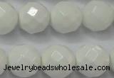 CAG6103 15.5 inches 10mm faceted round white agate gemstone beads