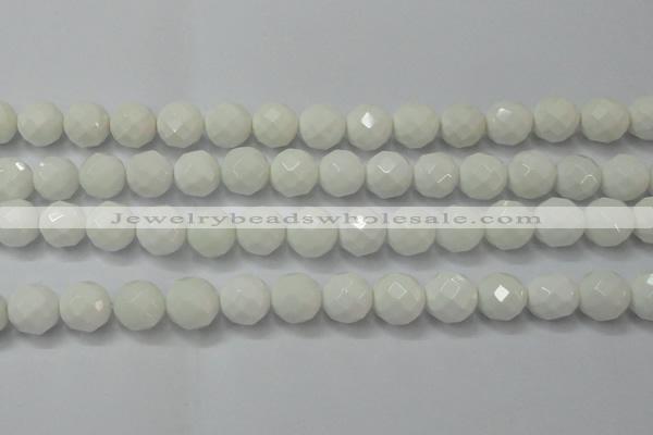 CAG6103 15.5 inches 10mm faceted round white agate gemstone beads