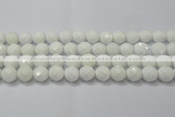 CAG6104 15.5 inches 12mm faceted round white agate gemstone beads