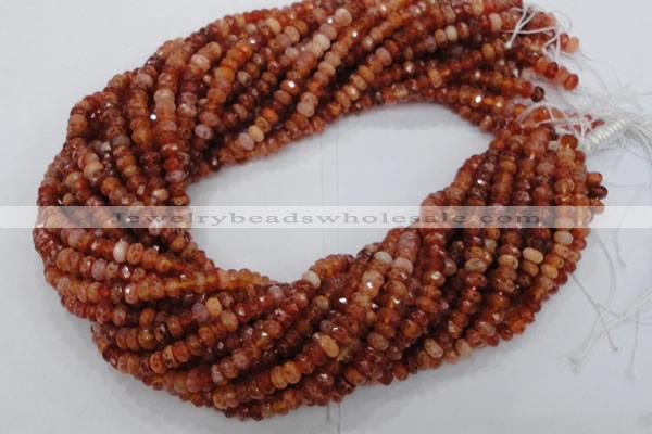 CAG611 15.5 inches 4*6mm faceted rondelle natural fire agate beads