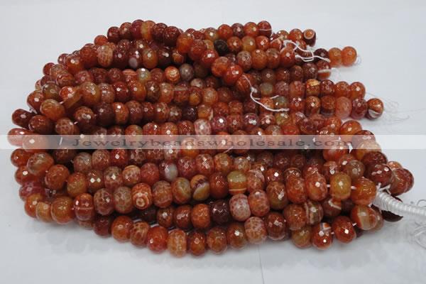 CAG613 15.5 inches 10*14mm faceted rondelle natural fire agate beads