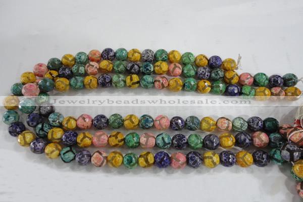 CAG6140 15 inches 8mm faceted round tibetan agate gemstone beads