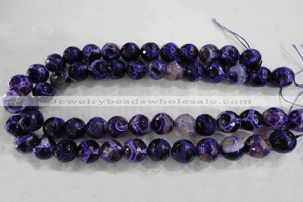 CAG6146 15 inches 12mm faceted round tibetan agate gemstone beads