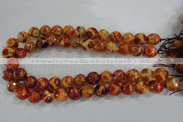 CAG6150 15 inches 10mm faceted round tibetan agate gemstone beads