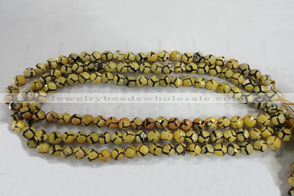 CAG6165 15 inches 8mm faceted round tibetan agate gemstone beads