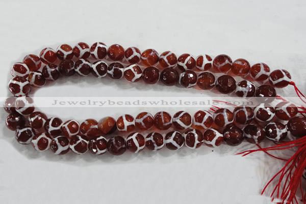 CAG6200 15 inches 8mm faceted round tibetan agate gemstone beads