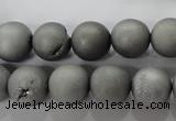 CAG6224 15 inches 12mm round plated druzy agate beads wholesale