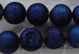 CAG6254 15 inches 12mm faceted round plated druzy agate beads