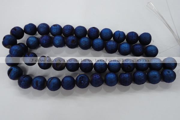 CAG6256 15 inches 16mm faceted round plated druzy agate beads