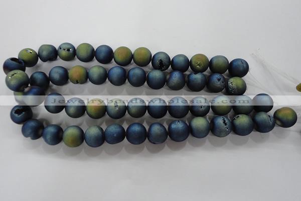 CAG6265 15 inches 14mm round plated druzy agate beads wholesale