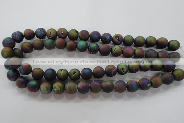 CAG6283 15 inches 10mm round plated druzy agate beads wholesale