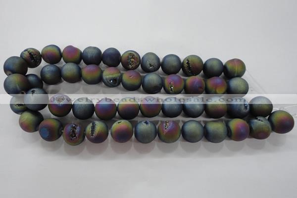 CAG6284 15 inches 12mm round plated druzy agate beads wholesale