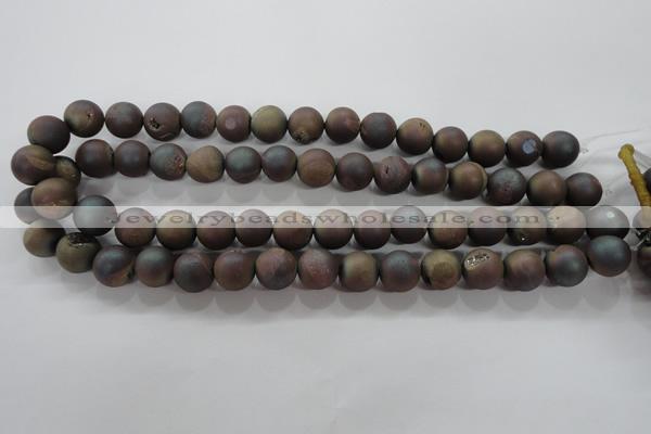 CAG6293 15 inches 10mm round plated druzy agate beads wholesale