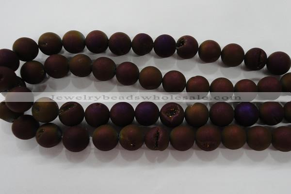 CAG6304 15 inches 12mm round plated druzy agate beads wholesale