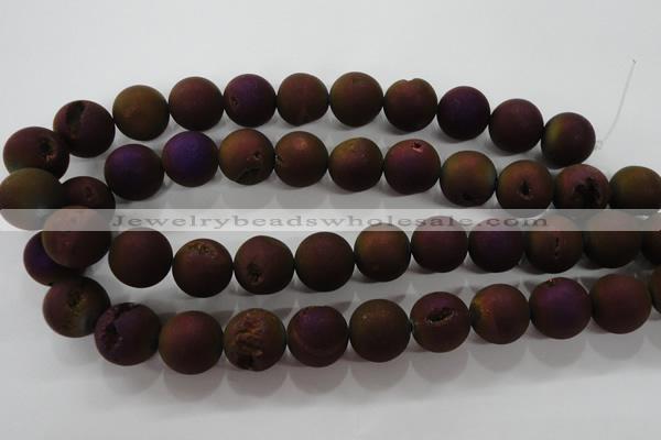 CAG6306 15 inches 16mm round plated druzy agate beads wholesale