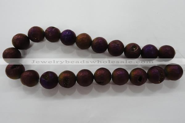 CAG6317 15 inches 18mm faceted round plated druzy agate beads