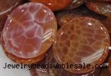 CAG634 15.5 inches 40mm coin natural fire agate beads wholesale