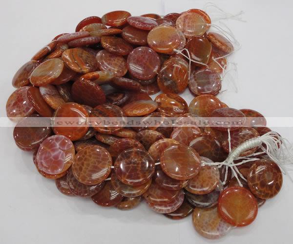 CAG634 15.5 inches 40mm coin natural fire agate beads wholesale