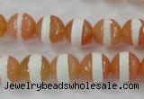 CAG6350 15 inches 8mm faceted round tibetan agate gemstone beads