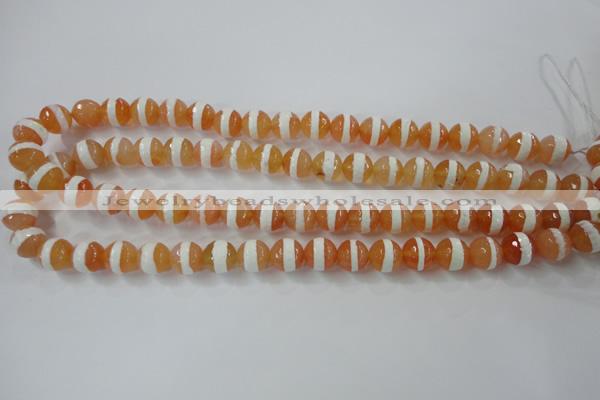 CAG6350 15 inches 8mm faceted round tibetan agate gemstone beads