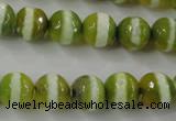 CAG6358 15 inches 8mm faceted round tibetan agate gemstone beads