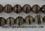 CAG6366 15 inches 8mm faceted round tibetan agate gemstone beads