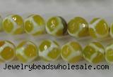 CAG6370 15 inches 8mm faceted round tibetan agate gemstone beads