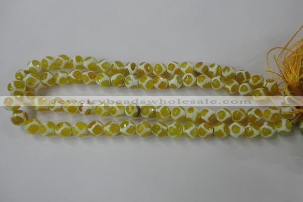 CAG6370 15 inches 8mm faceted round tibetan agate gemstone beads