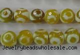 CAG6387 15 inches 8mm faceted round tibetan agate gemstone beads