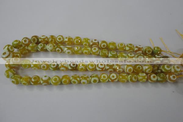 CAG6388 15 inches 10mm faceted round tibetan agate gemstone beads