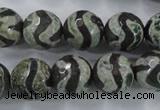 CAG6401 15 inches 12mm faceted round tibetan agate gemstone beads