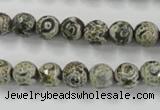 CAG6417 15 inches 14mm faceted round tibetan agate gemstone beads