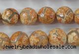 CAG6421 15 inches 14mm faceted round tibetan agate gemstone beads