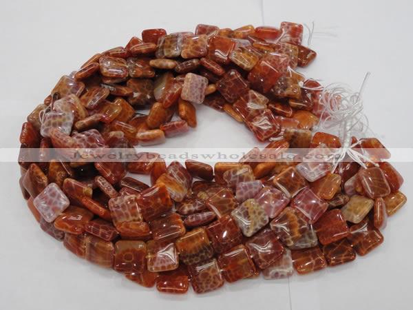 CAG644 15.5 inches 15mm square natural fire agate beads wholesale